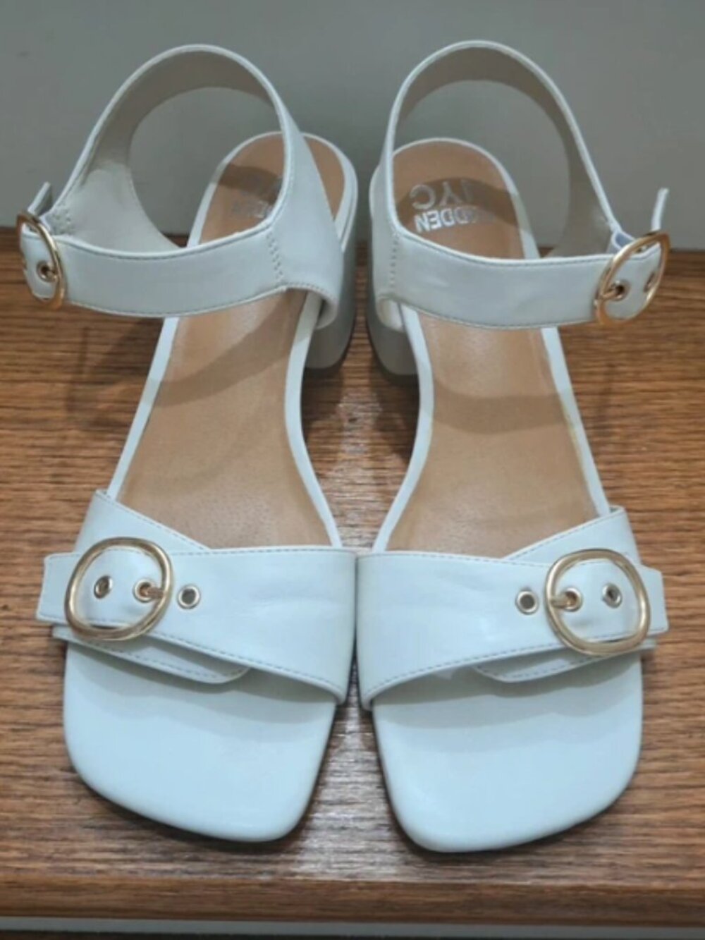 Madden NYC white heels